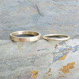 3mm and 1.6mm Hammered 14k Gold Matching Wedding Band Set