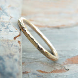 Hammered 14k Gold Wedding Band in Matte or Polished Finish