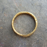 Pure Gold - Primitive 24k Wedding Ring - Artisan Hammered Flat Solid Gold Band