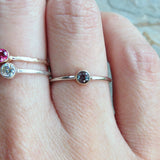 Tiny Alexandrite Ring in Solid 14k Yellow or White Gold: June Birthstone Stacking Ring