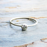Tiny Moissanite Solitaire Ring in Solid 14k Gold: Ethical Diamond Alternative