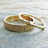 Wide and Flat Tree Bark Wedding Band in 14k Gold, 5mm Band