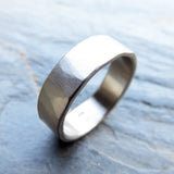 Hammered Palladium White Gold Wedding Ring - 6mm Wide Band in Polished or Matte Finish
