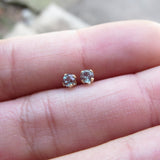 Tiny 14k Gold Alexandrite Earrings, 3mm Full Color Change Lab Grown Alexandrite Studs, Solid 14k June Birthstone Earrings, Faceted Round