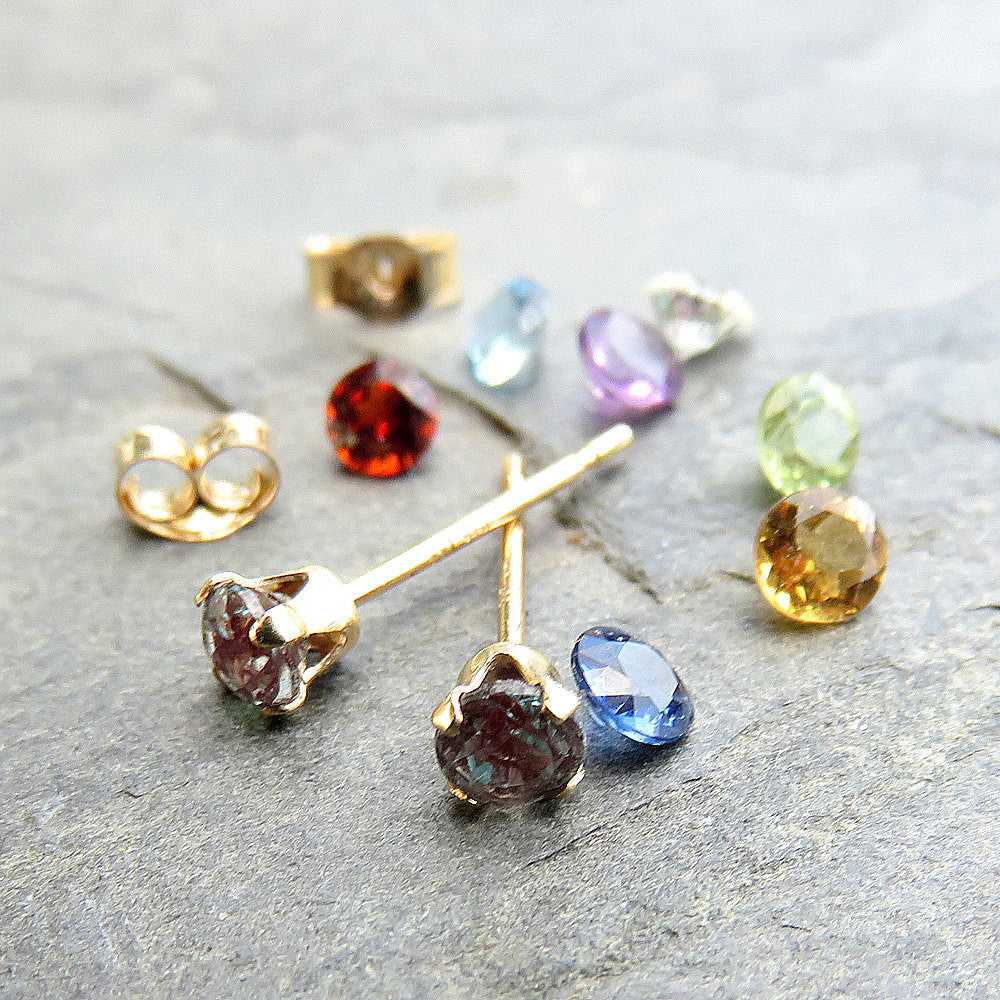 Tiny 14k Gold Birthstone Earrings - Choose Your Stone: Solid 14k Gold –  brightsmith