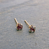 Tiny 14k Gold Birthstone Earrings - Choose Your Stone: Solid 14k Gold 3mm Faceted Gemstone Studs, Sapphire, Ruby, Emerald, Aquamarine, &c.