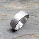 Hammered Palladium White Gold Wedding Ring - 6mm Wide Band in Polished or Matte Finish