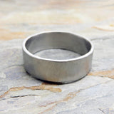 Hammered Palladium White Gold Wedding Ring - 6mm Wide Band in Polished or Matte Finish