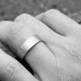 Hammered Palladium White Gold Wedding Ring - 6mm Wide Band in Polished or Matte Finish