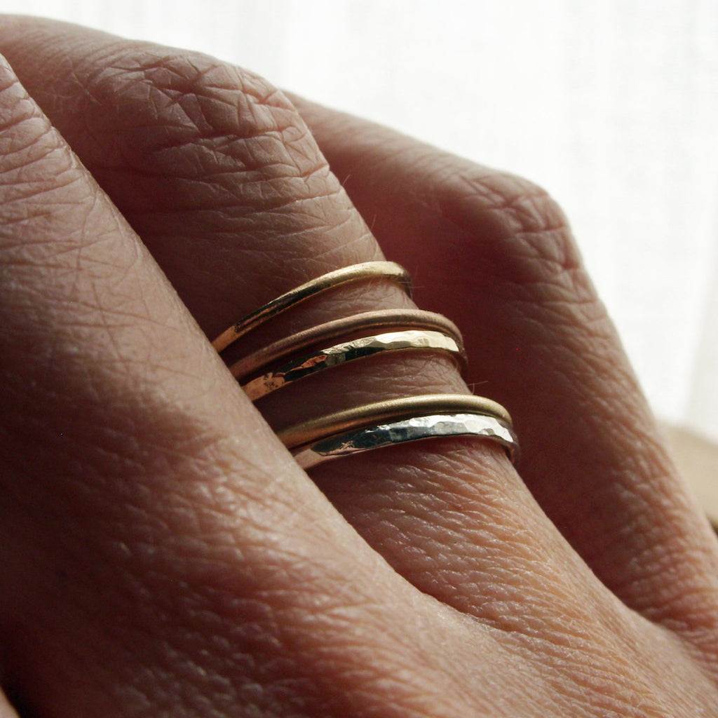 Stack Rings 3 Separate Tri Gold Stackable Rings