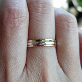 Tri-Color Hammered Gold Stacking Rings - Thin Rose, Yellow, and White Gold Bands