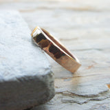Hammered Matching Wedding Band Set in 14k Yellow or Rose Gold