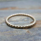 Tiny Gold Twist Band - Solid 14k Gold Eternity Ring - Thin Wedding Band, Anniversary Ring, Promise Ring, or Stacking Ring