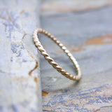 Tiny Gold Twist Band - Solid 14k Gold Eternity Ring - Thin Wedding Band, Anniversary Ring, Promise Ring, or Stacking Ring