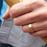 Hammered Gold Wedding Ring: 6mm Wide Band in Solid 14k Yellow or Rose Gold
