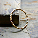 Tiny Gold Twist Band - Solid 14k Gold Eternity Ring - Thin Wedding Band, Anniversary Ring, Promise Ring, or Stacking Ring