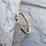 Hammered Matching Wedding Band Set in Solid 14k Yellow or Rose Gold: Flat Bands in 2mm and 3mm in Polished or Matte Finish