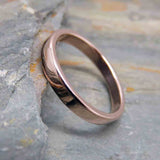Rose Gold Wedding Band - 3mm Flat Wedding Ring in Solid 14k Gold - Polished or Matte Gold Wedding Ring