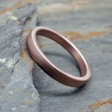 Rose Gold Wedding Band - 3mm Flat Wedding Ring in Solid 14k Gold - Polished or Matte Gold Wedding Ring