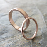 Hammered Matching Wedding Band Set in 14k Yellow or Rose Gold