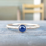 Sapphire Ring in Matte, Hammered 14k Gold