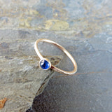 Sapphire Ring in Matte, Hammered 14k Gold