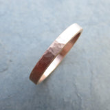 Waterfall Hammered Gold Rings - Matching Wedding Band Set in Solid 14k Yellow or Rose Gold - Matte or Polished Textured Finish